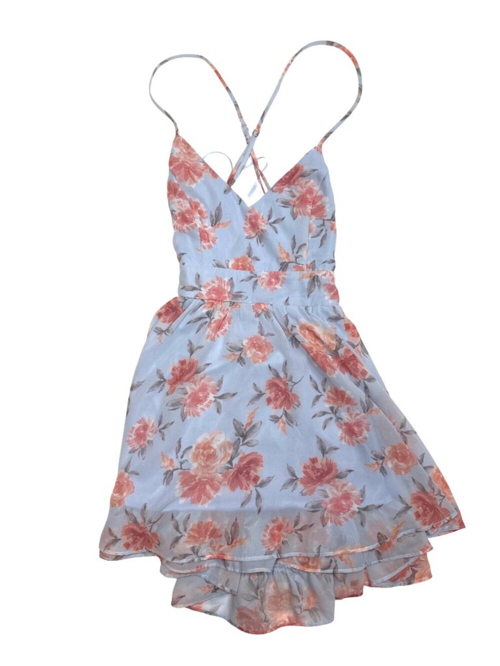 Lovesome Blue Floral Sleeveless Mini Dress With Adjustable Straps Cottagecore